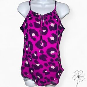 INC International Concepts Pink and Purple Leopard Print Tank Top